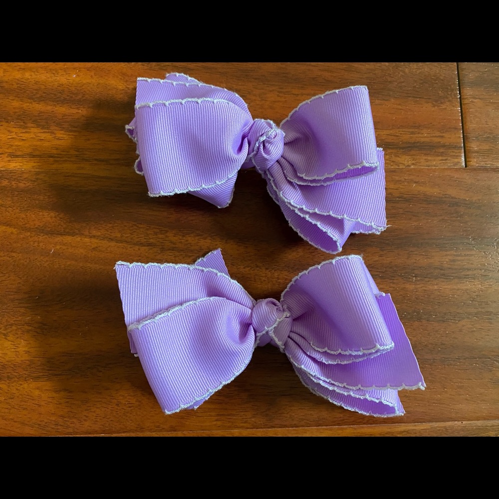 Girl’s Purple with White Trim Hair Bows